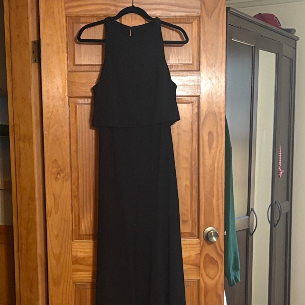 Jill Stuart Black Maxi Dress Halter Overlay